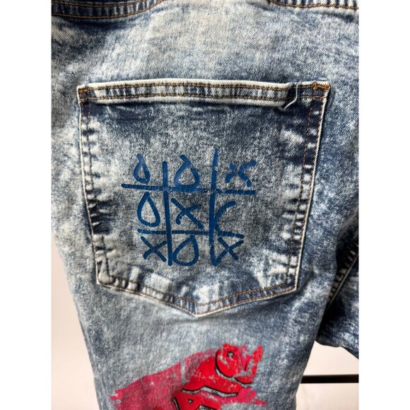 FWRD Denim Distressed Mens Graffiti Jeans Size 42 With Colorful Graphic Details - Picture 16 of 16